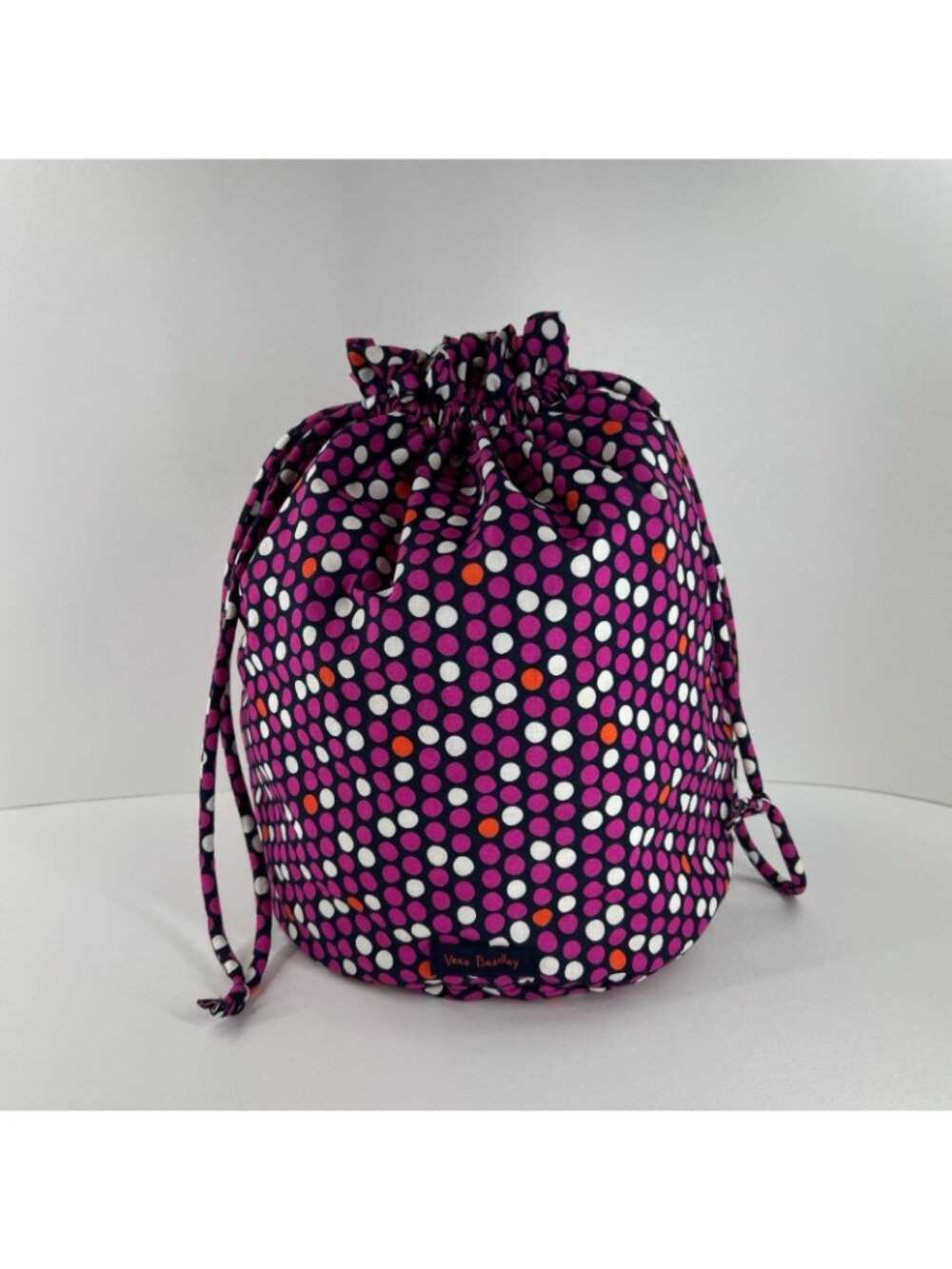 Vera Bradley Ditty Bag Women Lined Drawstring Makeup Travel Pouch Polka Dot Pink - Picture 6 of 13